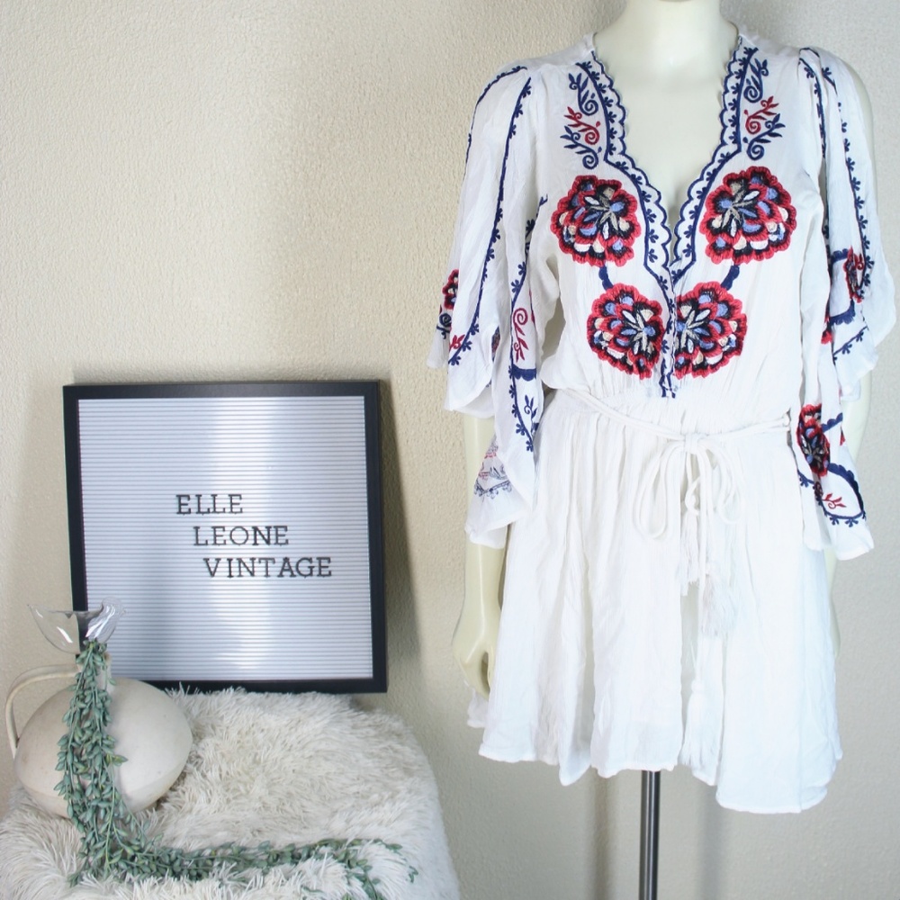 Free People || Cora Embroidered Mini Dress